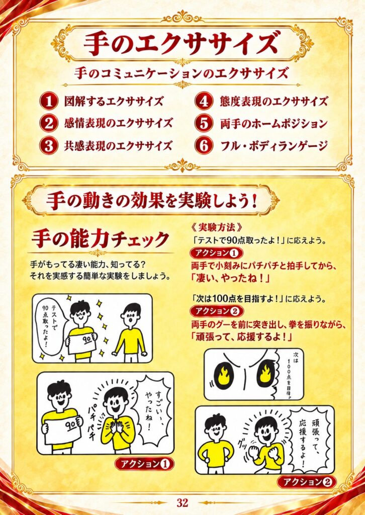 手のエクササイズ6種類と、手の動きの効果を実験する「手の能力チェック」