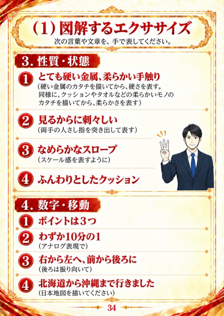 図解するエクササイズ：3.性質・状態 4.数字・移動