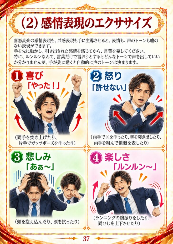 感情表現のエクササイズ：喜び・怒り・悲しみ・楽しさ