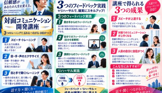 対面コミュニケーション開発講座｜3つのトレーニングで、伝わる・つながる・自信がつく
